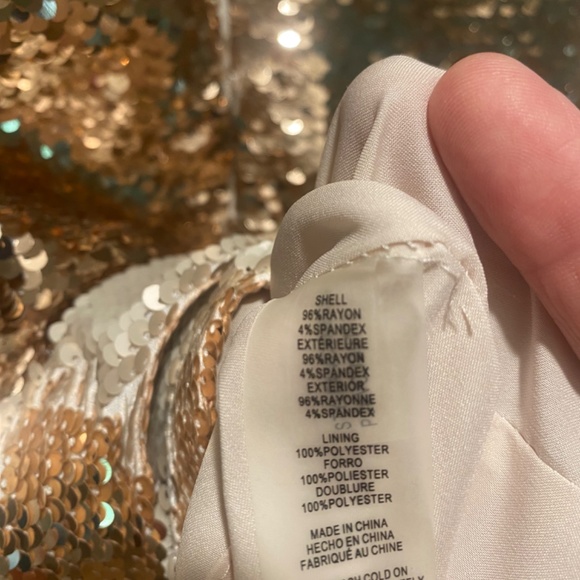 Vince Camuto Gold Sequined Mini Dress, Size 4 - Picture 6 of 10